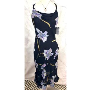 Vintage 90s Y2K Fairy Beaded Slip Dress Floral Midi Whimsigoth Purple M Flaw